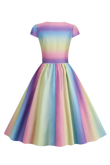 Colorful A Line Vintage 1950s Dress